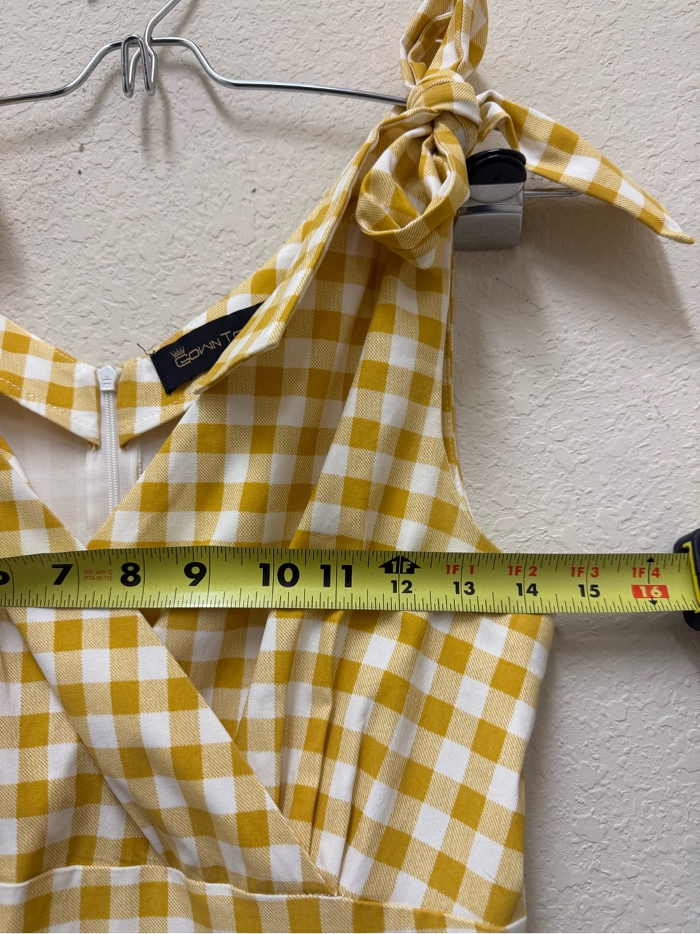 Yellow Gingham Tie-Shoulder Midi Dress - Picture 12 of 14